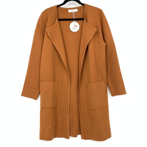 Anrabess Open Front Cardigan Sweater Jacket Womens Size Large Burnt Umber Brown - Picture 1 of 7
